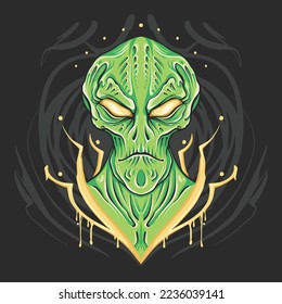 Alien UFO face vector logotype