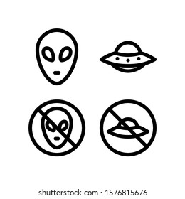 Alien & UFO Icon. Science Icon Set Vector Logo Symbol.
