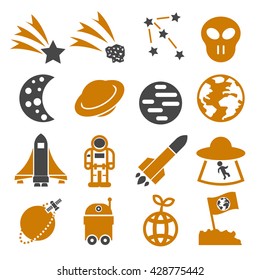 alien and ufo icon set
