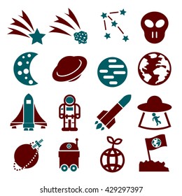 alien and ufo icon set