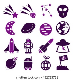 alien and ufo icon set