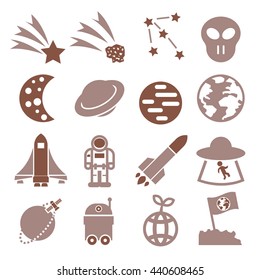 alien and ufo icon set