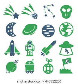 alien and ufo icon set