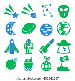 alien and ufo icon set