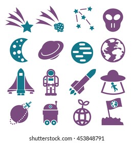alien and ufo icon set