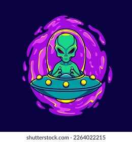 Alien and UFO illustrations for your work, merchandise clothing, stickers and poster