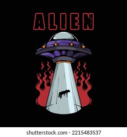 alien ufo kidnap human illlustration
