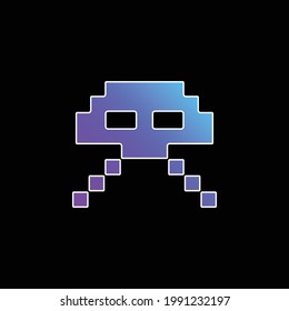 Alien Ufo Pixelated Game Shape blue gradient vector icon