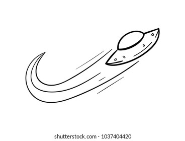 alien ufo plane icon drawing doodle vector