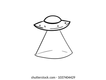 alien ufo plane icon drawing doodle vector