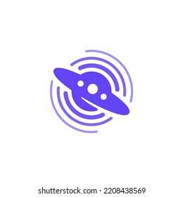 Alien Ufo Ship with SIgnal Wave Blur Network Logo Design Vector