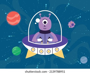 alien in ufo space scene