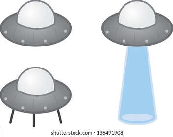 Alien UFO spaceship with beam