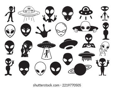 Alien UFO Vector Bundle For Print, Alien UFO Vector Clipart,Alien UFO Vector Illustration