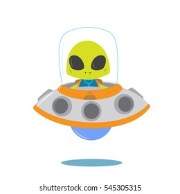 Alien in the UFO vector illustration