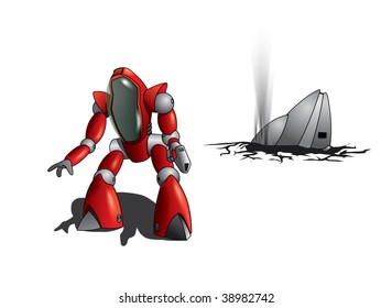 alien and the UFO wreck