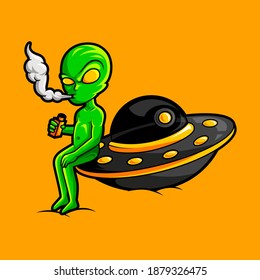 alien vaping | mascot character