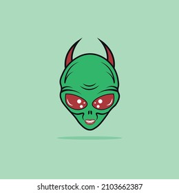 Alien vector creative artwork 2022. Alien turned into demon