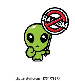 alien vector design with a stop racism symbol