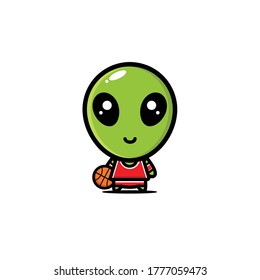 Alien vector design wearing a basketball shirt