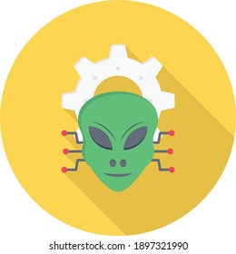 alien vector flat colour icon