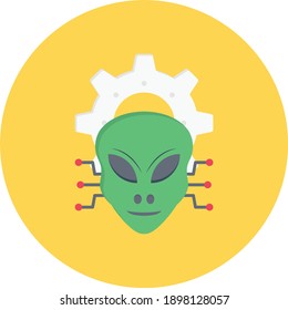 alien vector flat colour icon