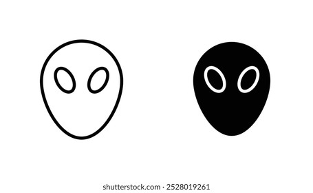 Alien vector icon set in black and white color.