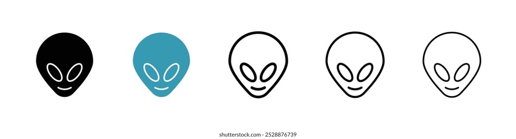 Conjunto de iconos de Vector alienígena en colores negro y azul.
