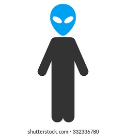 Alien vector icon. Style is flat bicolor blue and gray symbol, rounded angles, white background.