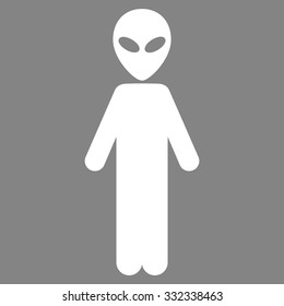 Alien vector icon. Style is flat white symbol, rounded angles, gray background.