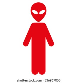 Alien vector icon. Style is flat red symbol, rounded angles, white background.