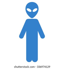 Alien vector icon. Style is flat cobalt symbol, rounded angles, white background.