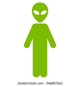Alien vector icon. Style is flat eco green symbol, rounded angles, white background.