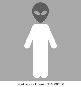 Alien vector icon. Style is flat bicolor dark gray and white symbol, rounded angles, silver background.
