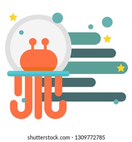 An alien vector illustration in flat color design