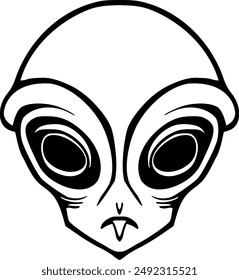 alien vector image , black and white Extra-terrestrial vector illustration , ufo illustration