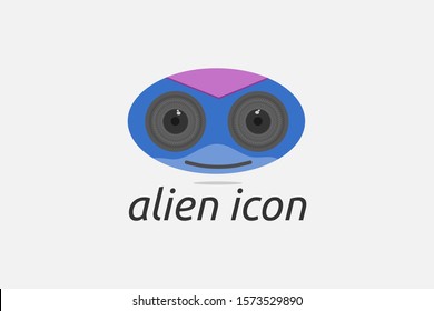 alien vector logo. smile face concept logo