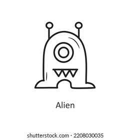 Alien Vector outline Icon Design illustration. Space Symbol on White background EPS 10 File