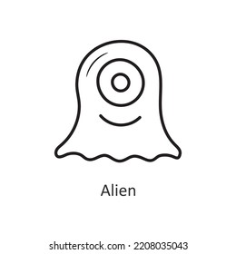 Alien Vector outline Icon Design illustration. Space Symbol on White background EPS 10 File