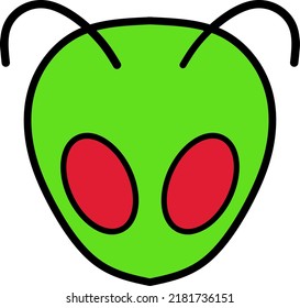 alien vintage emoticon red eyed like an ant
