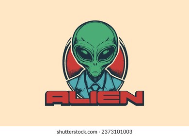 Alien Vintage style Mascot Logo