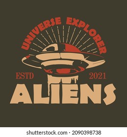 alien and vintage ufo logo, emblem, icon, template, symbol. vector files