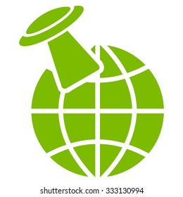 Alien Visit vector icon. Style is flat symbol, eco green color, rounded angles, white background.
