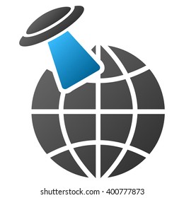 Alien Visit vector toolbar icon for software design. Style is a gradient icon symbol on a white background.