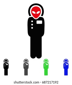 Alien Visitor Skafandr flat vector icon. Colored alien visitor skafandr gray, black, blue, green icon versions. Flat icon style for graphic design.