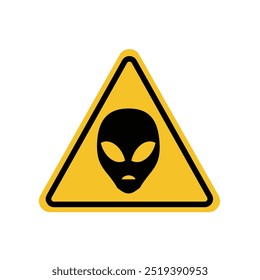 alien warning sign on yellow triangle board. Suitable for posters and web icons