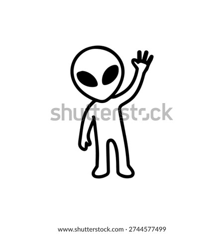 alien waves his hand line icon vector
Vector line icon on a white background