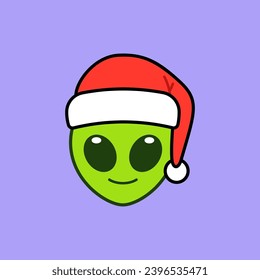 Alien Wearing Santa Hat Illustration