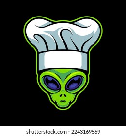 Alien Wearing Toque Blanches Vector Art Illustration on Isolated Background