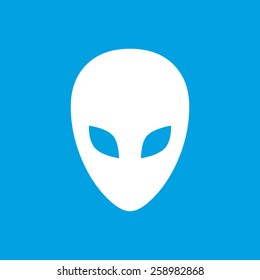 Alien web white icon isolated on a blue background. Vector symbol